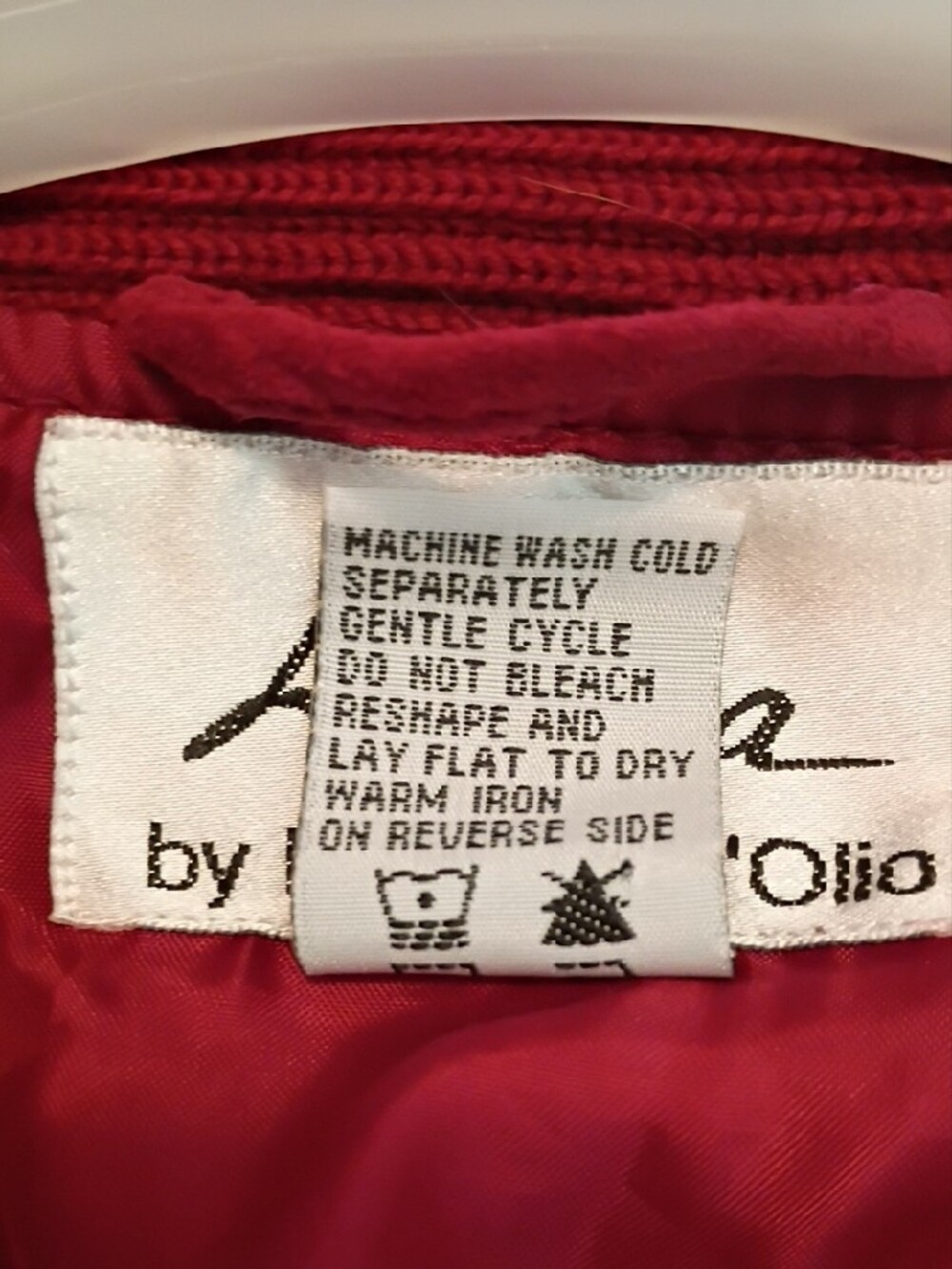 Vintage Red Crimson Button-Front Leather Knit Jacket, Louis Dell' Olio NWOT 8 - Picture 12 of 13